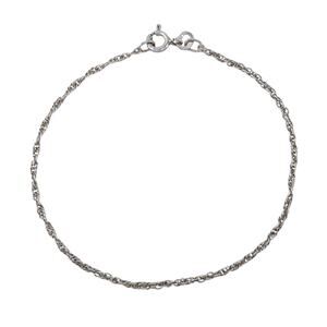 Estate Sterling Silver 925 1.7mm Singapore Chain Bracelet 7.25"